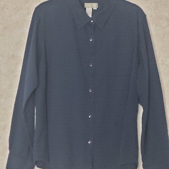 Navy Blue Woven Long Sleeve Shirt Territory Ahead Size XL - Picture 7 of 11